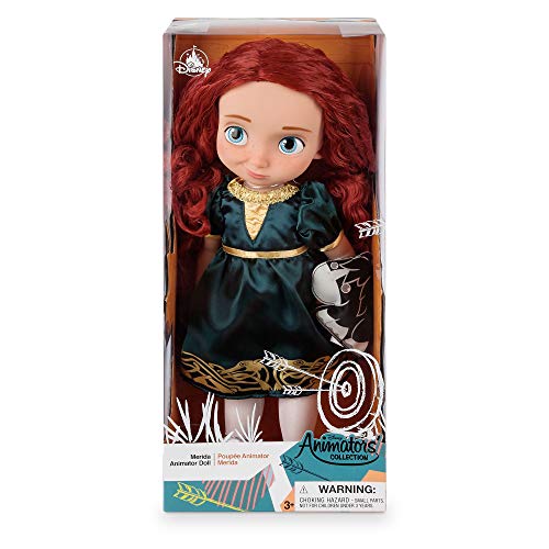 Disney Store: muñeca de Princesa niña Coleccionable de Mérida (colección Animators), Brave, 39 cm, Pelo enraizado y Traje realistas, Juguete de Angus en Raso Acolchado, para Mayores de 3 años