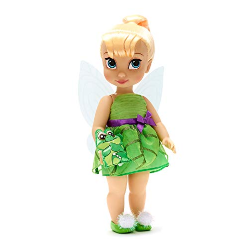 Disney Store: muñeca niña coleccionable de Campanilla (colección Animators), Peter Pan, 39 cm, pelo enraizado y traje realistas, peluche del cocodrilo Tic Tac en raso acolchado, para mayores de 3 años