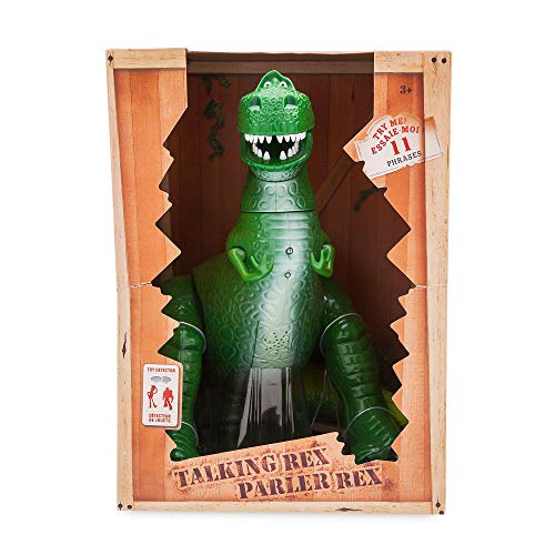 Disney Store: Rex, Figura de acción de Toy Story con Voz e interactiva, 30 cm, más de 11 Frases en inglés, Habla con Otras Figuras, Cuello, Boca, Patas y Cola articuladas, Mayores de 3 años