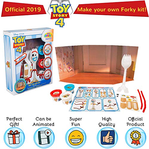 Disney Toy Story 4 Haz Tu Propio Estilo con Escena | Juego De Manualidades con 3 Tipos De Plastilina, Modelo De Tenedor Y Accesorios | Actividades De Forky para Niños | Juguete Creativo