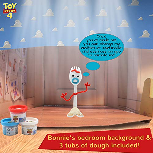 Disney Toy Story 4 Haz Tu Propio Estilo con Escena | Juego De Manualidades con 3 Tipos De Plastilina, Modelo De Tenedor Y Accesorios | Actividades De Forky para Niños | Juguete Creativo