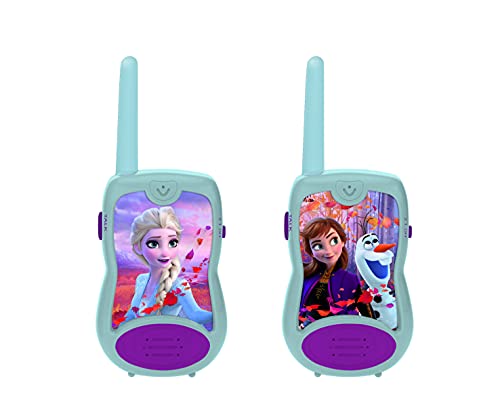 Disney, TW12FZ Frozen 2-Elsa Anna, Walkie talkies, Pinza para Colgar del cinturón, Azul, Color, One Size (Lexibook