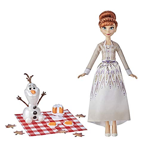 Disney's Frozen 2 - Anna y Olaf Picnic de otoño - Figura de Olaf, muñeca de Anna con Vestido y Accesorios para muñeca - Juguete para niños y niñas de 3 años en adelante