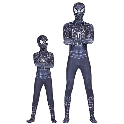 Diudiul Spiderman Traje de Superhéroe Traje de Lujo Traje Cosplay Zentai (Negro-Venom,XS(100-110cm))