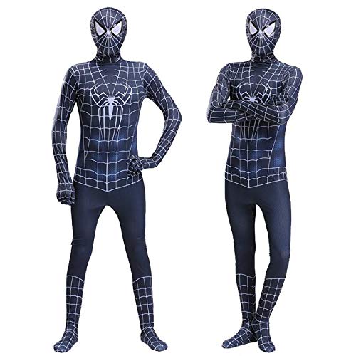 Diudiul Spiderman Traje de Superhéroe Traje de Lujo Traje Cosplay Zentai (Negro-Venom,XS(100-110cm))