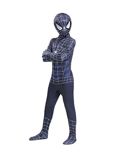 Diudiul Spiderman Traje de Superhéroe Traje de Lujo Traje Cosplay Zentai (Negro-Venom,XS(100-110cm))