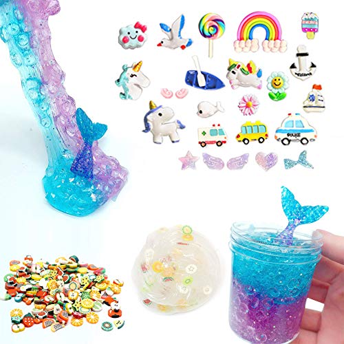 DIY Slime Kit Haz tu Propia Baba con 12 Colores de Baba de Cristal, Purpurina, Colgantes, rodajas de Fruta, Manualidades para niños de 6 a 12 años Regalo para niñas