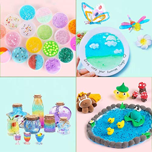 DIY Slime Kit para Niñas Niños, Fabrica de Slime con 18 Colores Crystal Slime, Resplandor en el Polvo Oscuro, Polvo de Brillo y Más para Los Amantes del Unicornio Juguete Niños 5+Años