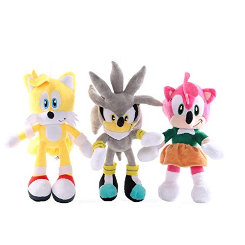 Dkdnjsk Peluche Juguete Hedgehog Dibujos animados Muñeca Silver Sonic Peluche Toys Super Sonic The Hedgehog Peluche Toy Soft PP Cotton Muñeca Peluche Muñecas Muñecas Ratón Peluche Juguete azul Supersó