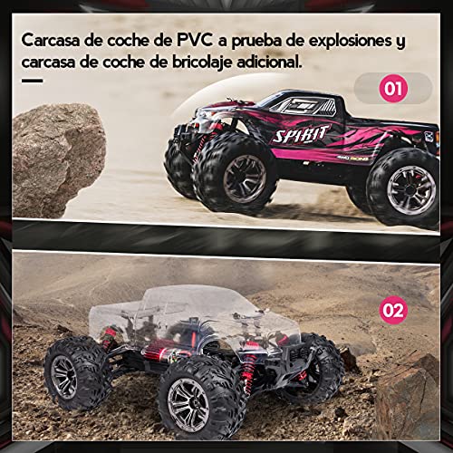 DOMIBOT Coche Teledirigido para Adulto 4x4 Coche Crawler RC 1/16 con Alta Velocidad 45km/h 2.4Ghz 80 Metros Coche Radiocontrol Coche Todoterreno RC DIY Carcasa de Coche Pro 5319