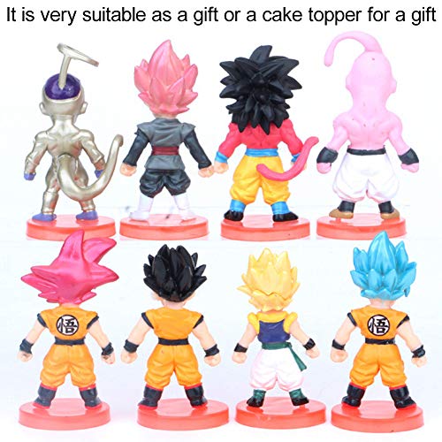 Dragon Ball Cake Topper Pastel Decoración Suministros 8Pcs Goku Figures Dragon Ball Muñeca Hecha a Mano Muñeca Decoración Set para niños