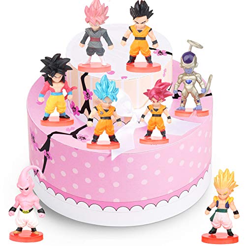 Dragon Ball Cake Topper Pastel Decoración Suministros 8Pcs Goku Figures Dragon Ball Muñeca Hecha a Mano Muñeca Decoración Set para niños