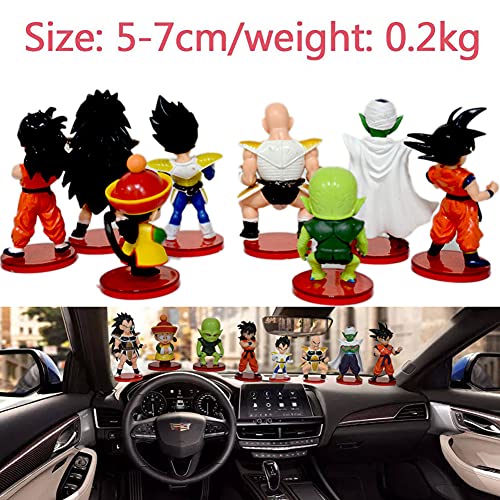 Dragon Ball Mini Figuras,8 Pcs Dragon Ball Cake Topper Pastel Decoración Suministros,Fiesta de Cumpleaños Goku Figures Muñeca Hecha a Mano Decoración para Niños Animales Modelo Set