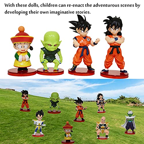 Dragon Ball Mini Figuras,8 Pcs Dragon Ball Cake Topper Pastel Decoración Suministros,Fiesta de Cumpleaños Goku Figures Muñeca Hecha a Mano Decoración para Niños Animales Modelo Set