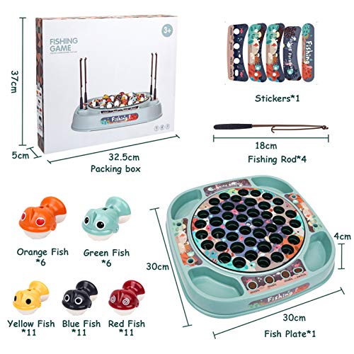 Dreamon Juego de Pesca de Mesa para Niño Pescado Coloridos Musical Pescar Conjunto Juguetes Educativos Regalo para Niños Niñas