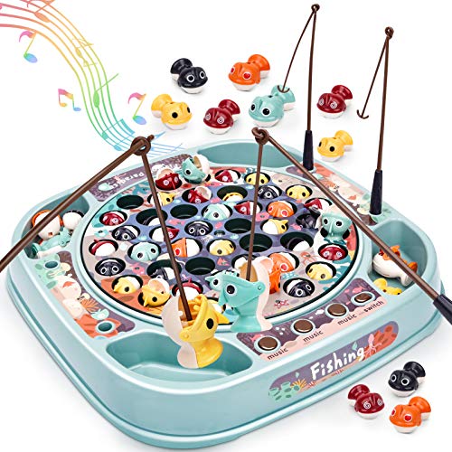 Dreamon Juego de Pesca de Mesa para Niño Pescado Coloridos Musical Pescar Conjunto Juguetes Educativos Regalo para Niños Niñas