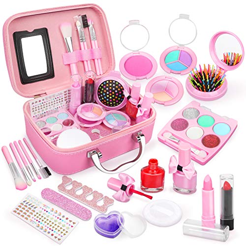 Dreamon Kit de Maquillaje Niñas, Cosméticos Lavables Esmalte de Uñas No Tóxico con Maleta Niña