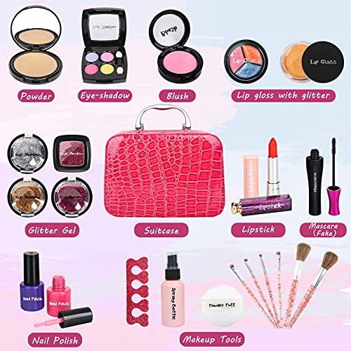 Dreamon Maquillaje para Niñas, 24 PCS Cosméticos Lavables con Estuche Maquillaje, Regalo para Niña 5 Años