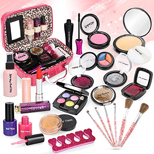 Dreamon Maquillaje para Niñas, 24 PCS Cosméticos Lavables con Estuche Maquillaje, Regalo para Niña 5 Años