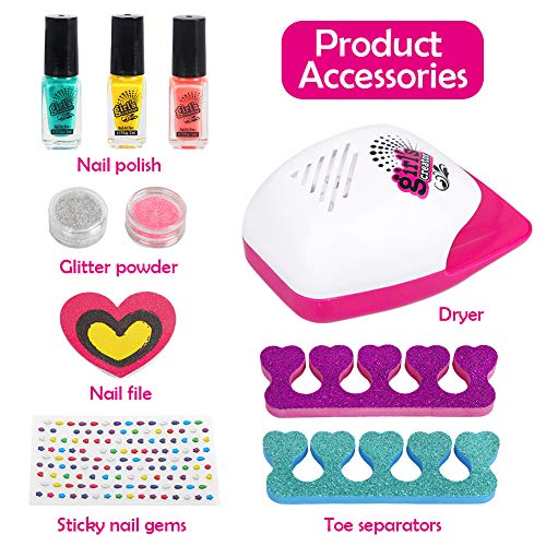 Dreamon Set de Pintauñas Niñas Esmalte Uñas con Secador de Uñas Maquillaje Juguetes Niña