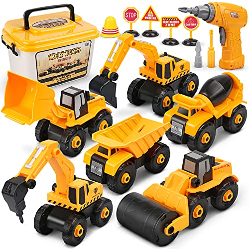 Dreamon Vehículo de Construcciones Juguete, Ensamblarde Excavadora Tractor con Taladro-Eléctrico Juguetes Educativos Regalos para Niños Grils 4 5 6 Años