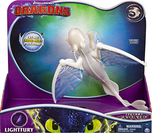 Dreamworks Dragons Lightfury Deluxe Dragon con Luces y Sonidos, para niños de 4 años en adelante