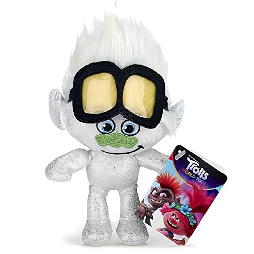 DreamWorks Trolls World Tour - Peluche de peluche suave de 20 cm (2 unidades), diseño de amapola y diminuto diamante