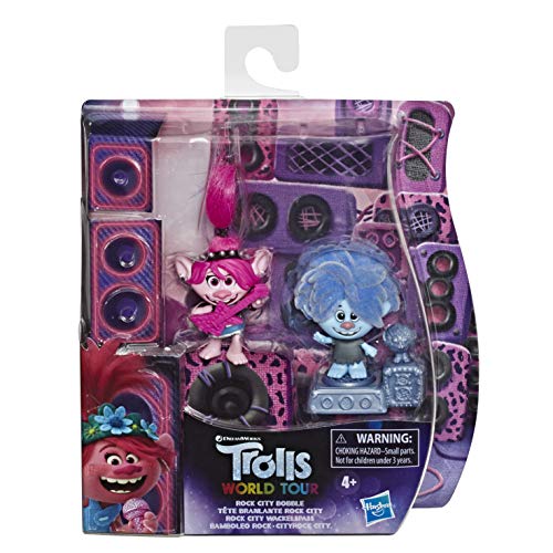 DreamWorks Trolls World Tour Rock City Bobble con 2 Figuras, 1 con Bobble Action Plus Base, Juguete Inspirado en la película, Trolls World Tour