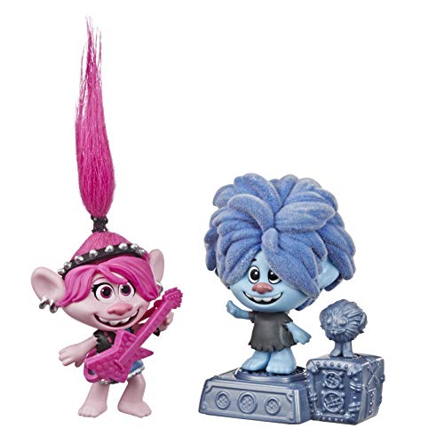 DreamWorks Trolls World Tour Rock City Bobble con 2 Figuras, 1 con Bobble Action Plus Base, Juguete Inspirado en la película, Trolls World Tour