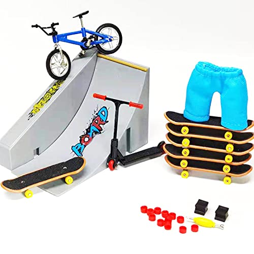 DRXX Finger Skate Park Kit, Mini Finger Toy Set, Finger Skateboard Ramp Set, Skate Park Kit Que Incluye Park, Vitality Board, Pantalones, Bicicleta, Monopatín, Accesorios