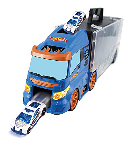 DSO ODS 42034 Hot Wheels Transporter 50, Maletín Bisarca con 4 Coches Originales, Azul