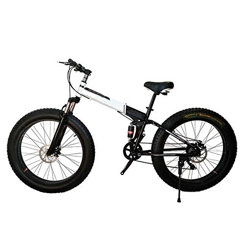 D&XQX Bici de montaña Plegable de Bicicletas, Adulto 26 Pulgadas 21/24/27 Velocidad de Choque Frenos de Doble Disco Asalto Student para Bicicleta Plegable de Coches,Blanco,21 Speed