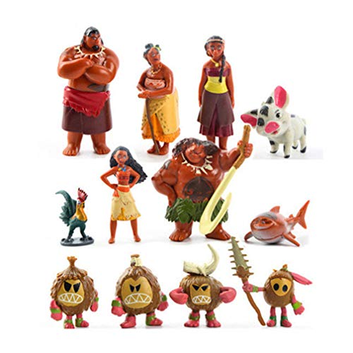 EASTVAPS 12 Unids / Set Moana Princesa Juguete Waialiki Maui Heihei Aventura PVC Figuras de Acción Colección Juguete