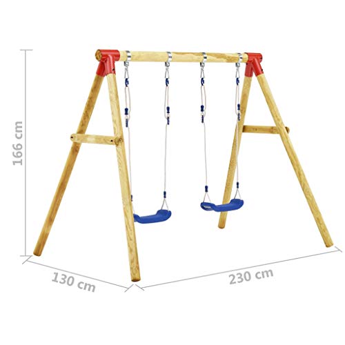 EBTOOLS - Columpio con soporte de madera, asientos de columpio de plástico, asiento con cuerda para niños, carga máxima de 50 kg, columpio de jardín al aire libre