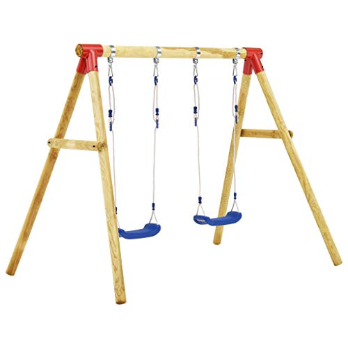 EBTOOLS - Columpio con soporte de madera, asientos de columpio de plástico, asiento con cuerda para niños, carga máxima de 50 kg, columpio de jardín al aire libre