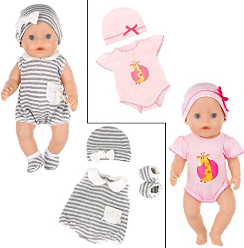 ebuddy 7 juegos de ropa de muñeca para recién nacidos de 43 cm, incluye pelele de dibujos animados, vestido, camisón y sombrero.