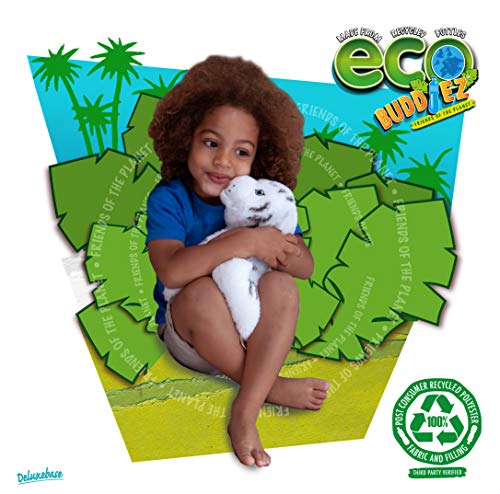 EcoBuddiez - Tigre Blanco de Deluxebase. Peluche Grande de 30 cm elaborado con Botellas de plástico recicladas. Lindo Peluche ecológico con Forma de animalito para niños pequeños.