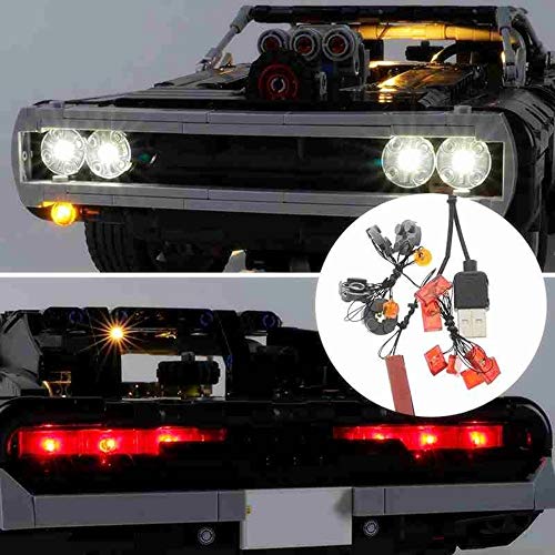 EDCAA Kit de iluminación LED para Technic Fast & Furious Dom's Dodge Charger Racing modelo de coche, icónico juego de construcción de coleccionista compatible con lego 42111 (no incluye el modelo)