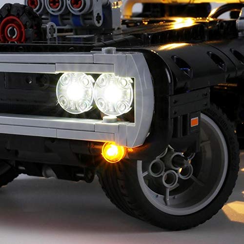 EDCAA Kit de iluminación LED para Technic Fast & Furious Dom's Dodge Charger Racing modelo de coche, icónico juego de construcción de coleccionista compatible con lego 42111 (no incluye el modelo)