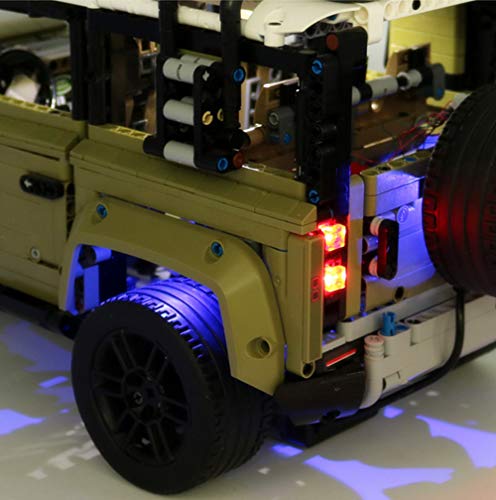 EDCAA Kit de luces LED para Technic Land Rover Defender Off Road 4x4 coche bloques de construcción compatible con Lego 42110 (no incluido modelo)