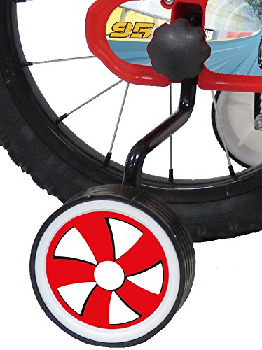 EDEN-BIKES - Bicicleta de 16 Pulgadas (16 Pulgadas, Incluye Casco, para niño, Rojo y Negro con Detalles Azul y Blanco)