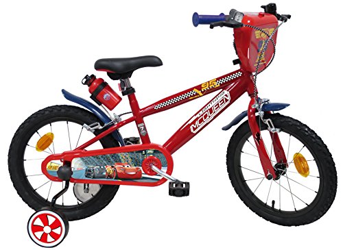 EDEN-BIKES - Bicicleta de 16 Pulgadas (16 Pulgadas, Incluye Casco, para niño, Rojo y Negro con Detalles Azul y Blanco)