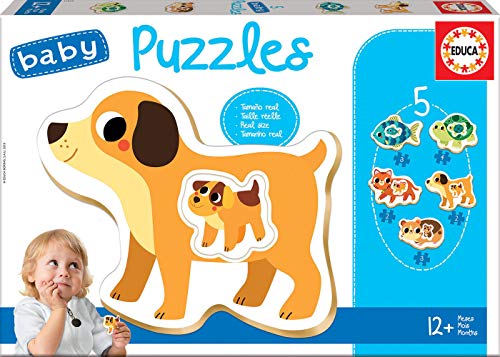 Educa - Baby Puzzles Animales Domésticos. Set de 5 Puzzles Infantiles Progresivos de 2 a 4 piezas. A partir de 12 meses. Ref. 17573