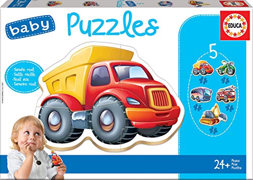 Educa - Baby Puzzles Vehículos. Set de 5 Puzzles Infantiles Progresivos de 3 a 5 piezas. A partir de 24 meses. Ref. 14866