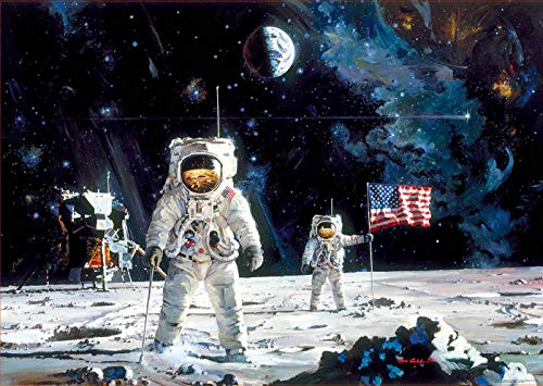 Educa Borras - Genuine Puzzles, Puzzle 1.000 piezas, First man on the moon, Robert McCall (18459)