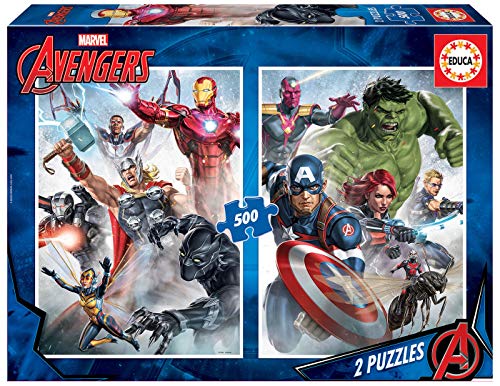 Educa Borras - Serie Marvel Avengers, 2 puzzles de 500 piezas Marvel mania (17994)