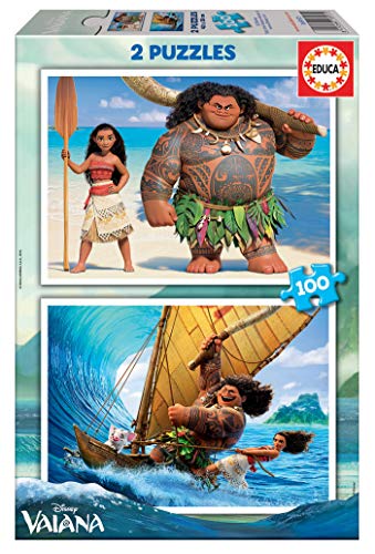 Educa Disney Moana/Vaiana/Oceania 2 Puzzles x 100 Piezas, Multicolor (16953)