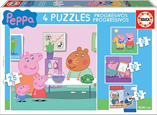 Educa - Peppa Pig Conjunto de Puzzles Progresivos, Multicolor, unica (16817)