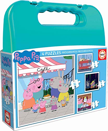 Educa Peppa Pig Maleta con Puzzles Progresivos, multicolor (18112)