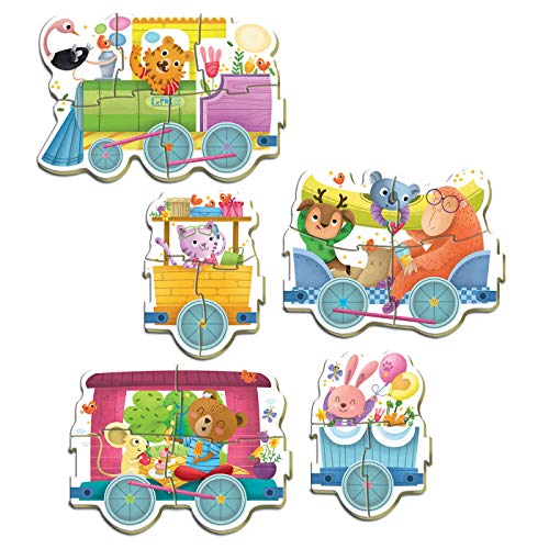 Educa - Tren de los Animales Pack de 5 Puzzles, Multicolor (17142)